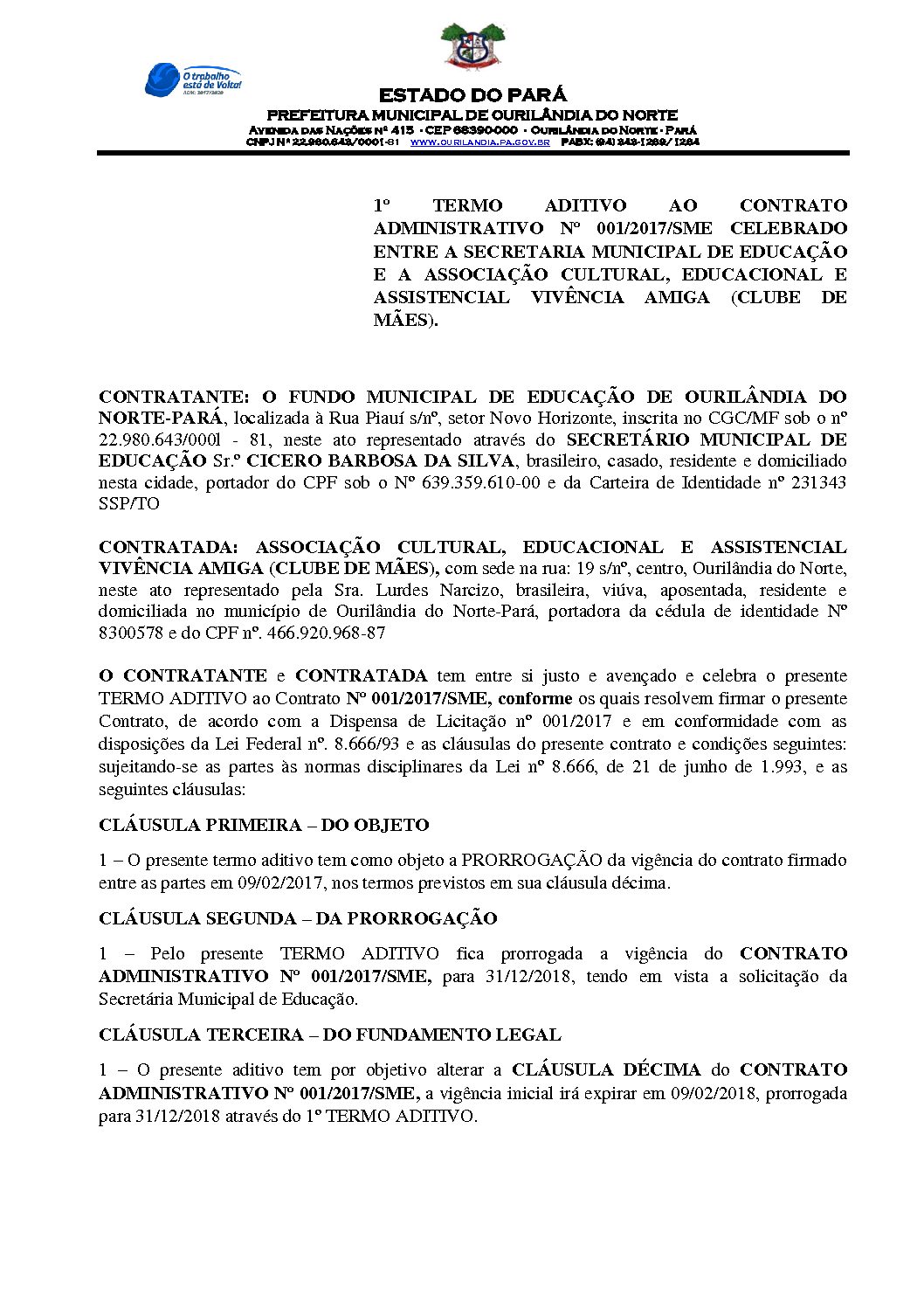 Modelo De Aditivo De Contrato